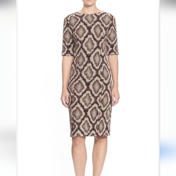 PINK TARTAN thick Cotton Snakeskin Sheath Dress. Size 14 - Picture 2 of 14